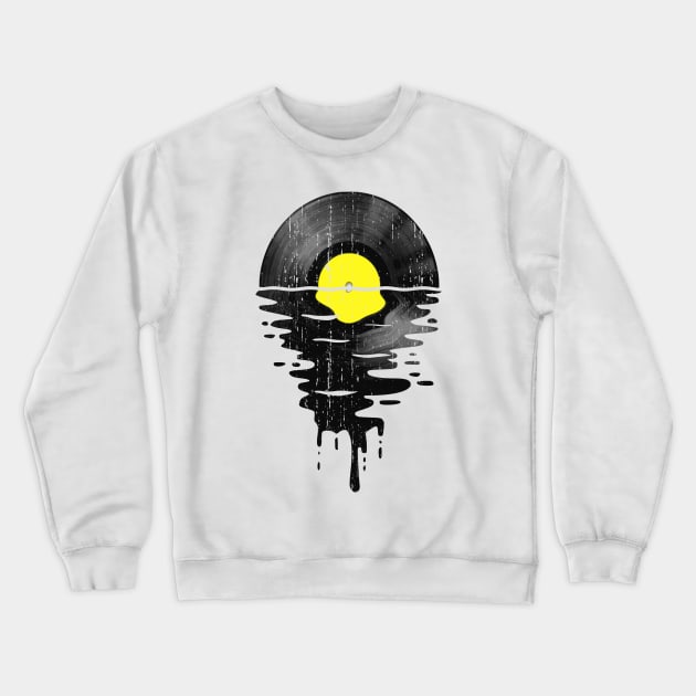 Cool Music Vinyl Retro Vintage Yellow Crewneck Sweatshirt by Nerd_art